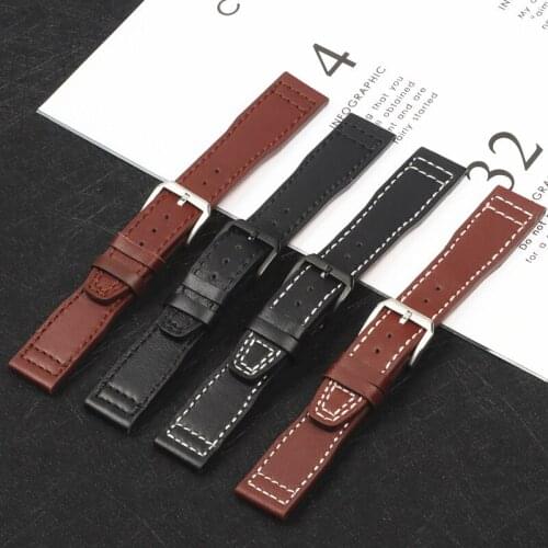 20mm 21mm 22mm Brown Black Men Watchband for IWC Pilot Mark XVIII IW327004 IW377714 Watch Strap Calf Genuine leather Bracelet