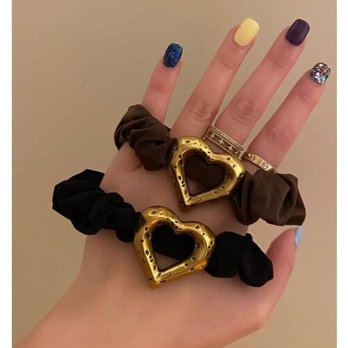 2 Pcs/lot Fashion Kids Mom Elastic Hair Bands Girls Metal Heart Rubber Bands Ponytail Tie Teenager Scrunchies Hair Accessories