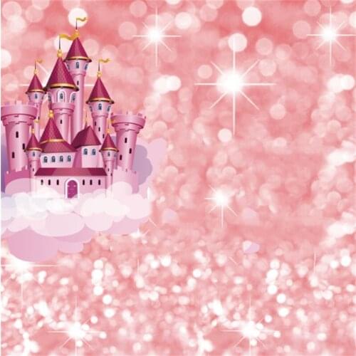 Pink Polka Dots Light Bokeh Castle Birthday Party Newborn Baby Shower Baptism Customized Photography Background Photo Backdrop