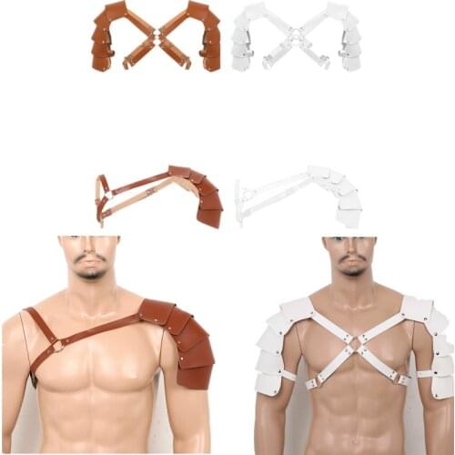 Sexy Body Chest Harness for Men Adjustable Leather Lingerie Faux Leather Shoulder Arm Armor Bondage Costume Steampunk Costumes