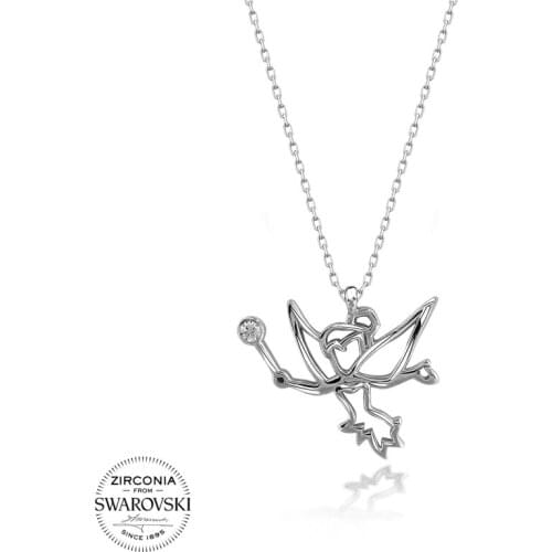 Silverlina Silver Swarovski Zirconia Stone Fairy Necklace