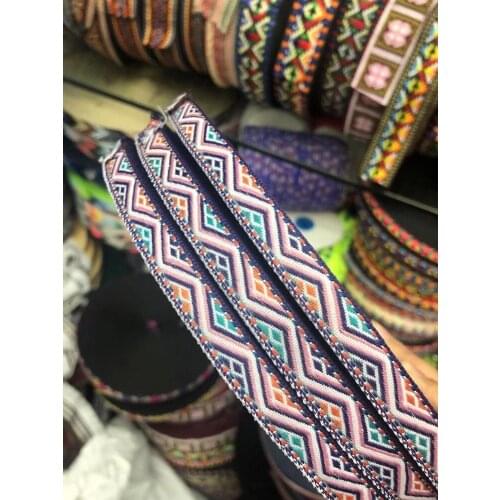 Wide 12mm 45yards/lot Polyester Woven Jacquard Ribbon green pink pattern for hat curtain and clothing accessory LS-5358