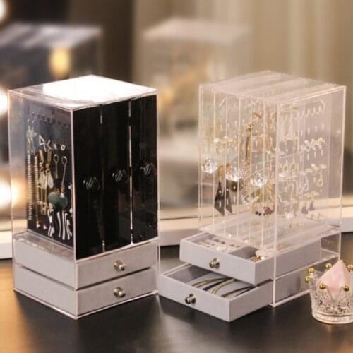 Jewelry Box Earrings Storage Box Organizer Jewelry Drawer Display Rack Organizador Necklace Jewelry Watch Cabinet Plastic