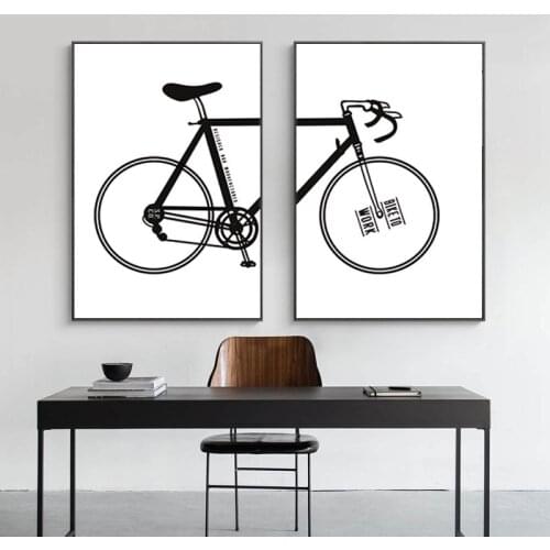 Nordic Black And White Fashion Bike Canvas Painting Posters and Prints Scandinavian Wall Art Pictures For Kids Study Room Decor
