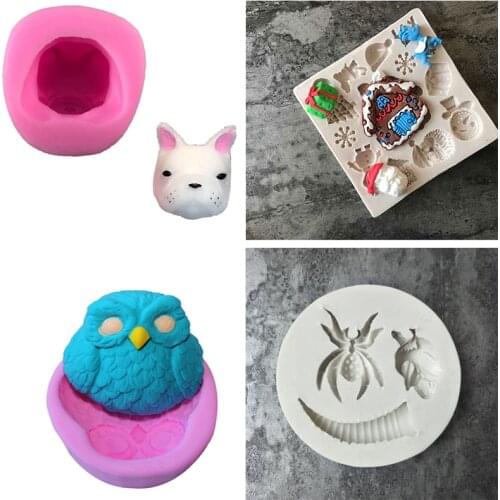 Dog Spider Owl Sugarcraft Christmas Snowflake Silicone mold fondant mold cake decorating tools chocolate gumpaste mold