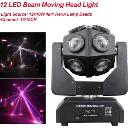 Dj Lighting Effects Special New 12x10w RGBW 4IN1 LED Beam Moving Head For Disco Nightclub DJ Bar Party