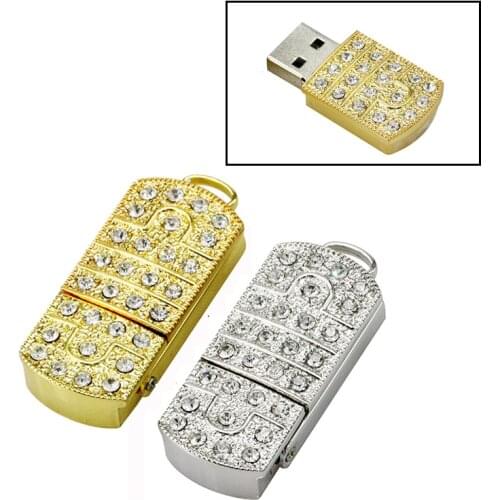Usb Flash Drive 4GB 8GB 16GB 32G 64GB Lovely Bling Gold Silver Rhinestone Diamond Pendrive Memory Stick USB Flash Disk Pen Drive