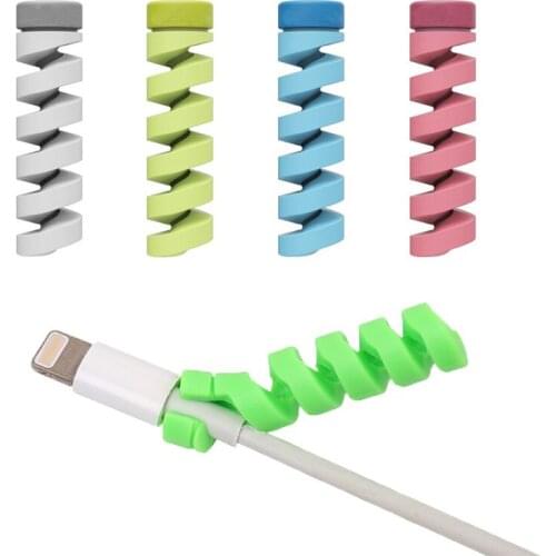 Mobile phone usb Cable Protector winder Anti-break silicone Spiral cable winder saver for iphone samsung xiaomi huawei cable