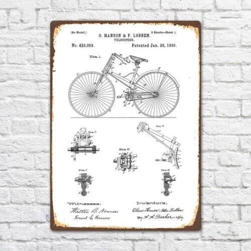 Cycling Patent Bicycle Bike Vintage Retro Metal Tin Sign Metal Sign Wall Decor Fashion Art Decor Poster BIE167
