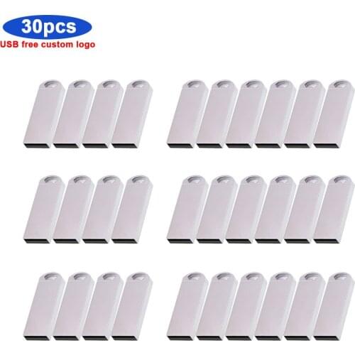 30pcs/lot Pen Drive Waterproof Metal Usb Flash Drive USB 2.0 Flash Disk Cle Usb Stick 4/8/16/32G 64G Pendrive Flash Free logo