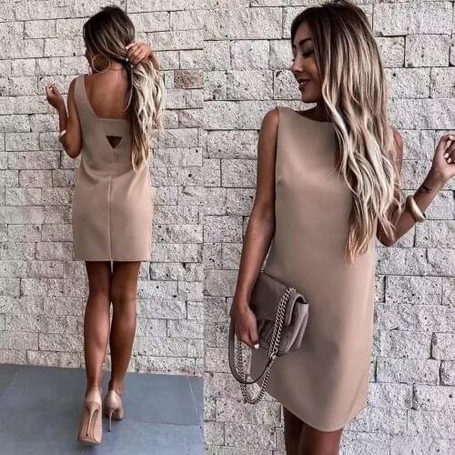 40# Backless Gothic Dresses Women Solid Color Sleeveless Dresses 0-neck Vest Professional Party Dress Women Elegant Белое Платье