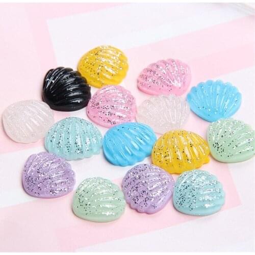 10-70Pcs Glitter Resin Seashell Flake DIY Craft Supplies Phone Shell Shells Ornament Patch Headwear Hair Accessories Kids Toys