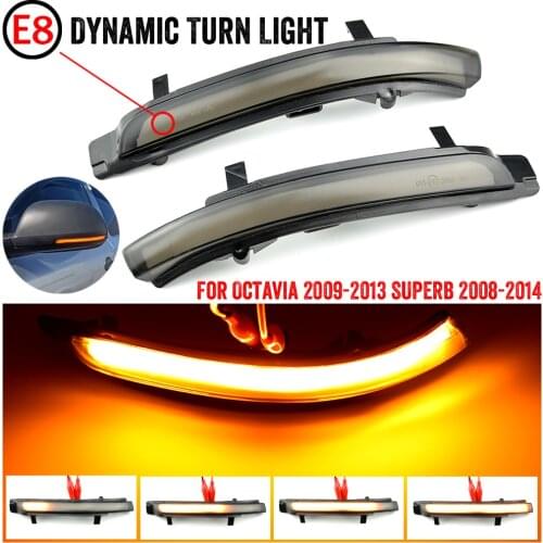 2 pieces For Skoda Octavia 2009-2013 SUPERB 2008-2014 Dynamic LED Turn Signal Blinker Mirror flasher Light