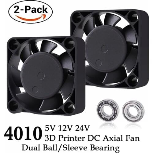 2Pcs Gdstime DC 24V 12V 5V 40mm x 40mm x 10mm 2-Pin Ball Bearing Computer PC Case Cooling Fan 4010