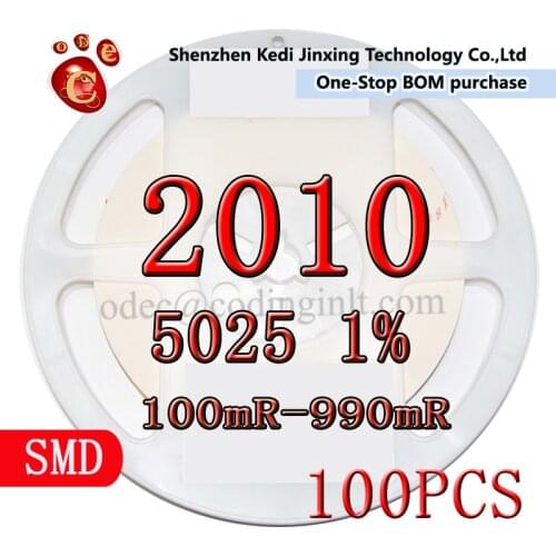 2010 5025 1% SMD resistor 100pcs 0.1R 0.12R 0.15R 0.2R 0.22R 0.24R 0.3R 0.33R 0.36R 0.39R 0.43R 0.47R 0.51R 0.56R 0.62R 0.68R