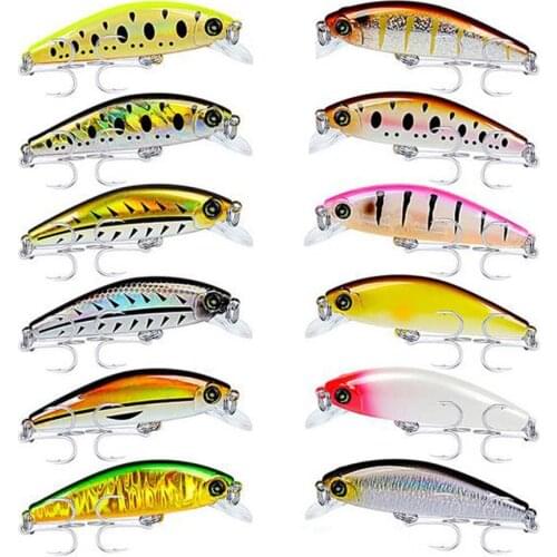 3D Minnow Fishing Lures, Artificial Baits, Hard Bait, Bass CrankBaits, Swimbaits Mini Micro Jig Hooks for Perch Walleye
