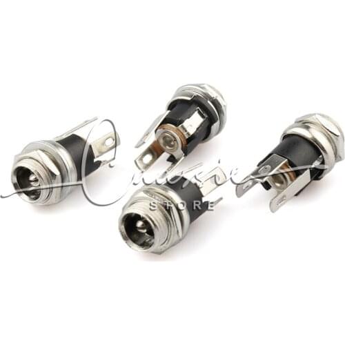 5 Pcs 5.5mmx2.1mm DC Power Jack Socket Female Panel Mount Connector
