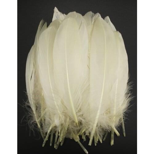 50-200 natural goose feathers 15-20CM dyed beige DIY craft jewelry clothing feather