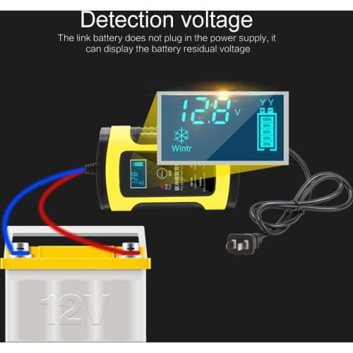 1Pcs 12V 6A Automatic Motorcycle Car Battery Charger LCD Display Pulse Repair Chargers Monitor Battery Range 2mAh-90mAh US EU AU