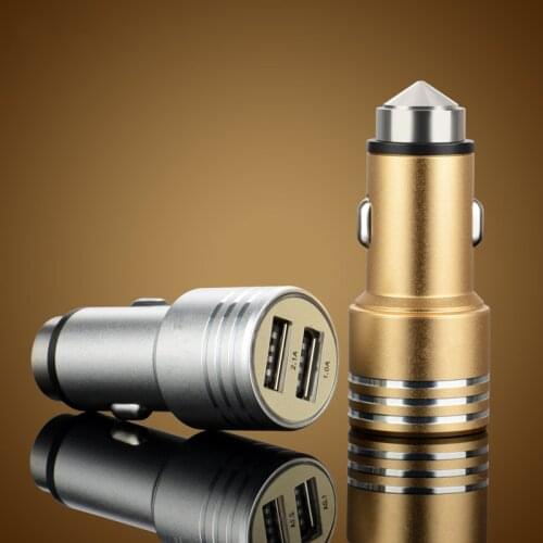 New safety hammer Car Charger 2 USB Car-charger DC 5v 2.1A 1A For iPad iPod iPhone 7 Samsung XiaoMi HuaWei Phone Car Holder