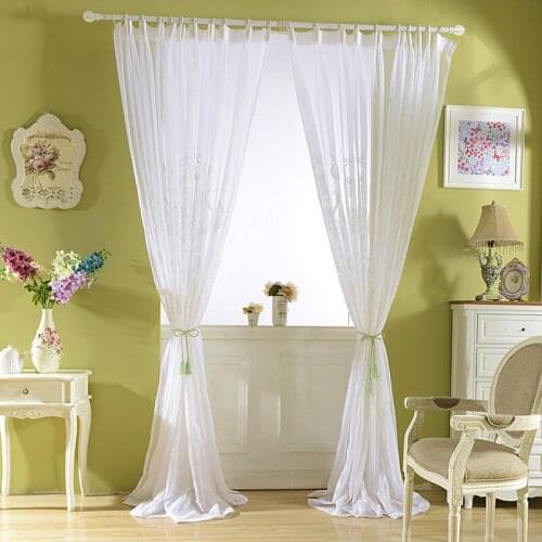 White Tulle Curtains For Living Room Embroidered Damask Drapes For Bedroom Window Veil Sheer Voile Liner European Panel