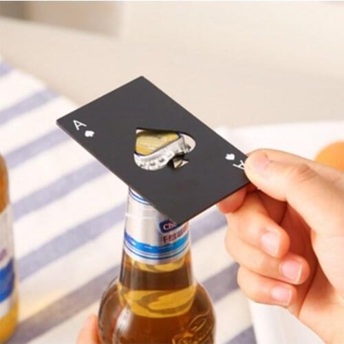 Black Silver Poker Card Beer Bottle Opener Personalized Stainless Steel Credit Card Bottle Opener Card of Spade Bar Kitchen Tool