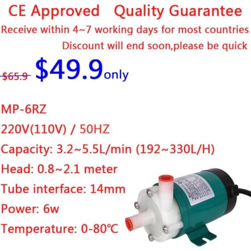 CE certificate Circulation Water Pump MP-6RZ 220V 3.2~5.5L/min Corrosion Resistance Chemical liquid transport
