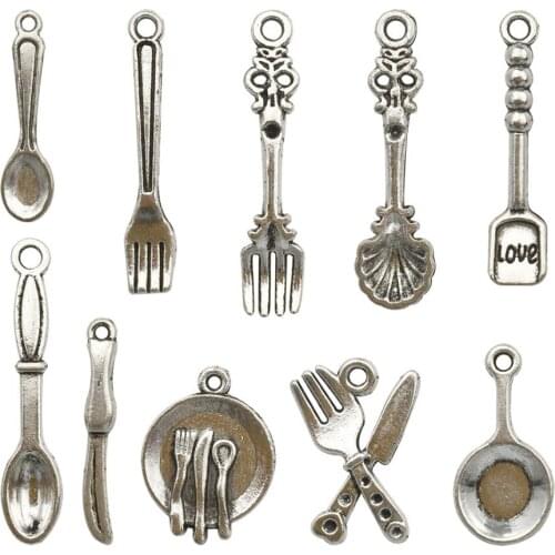 Crazybeads Hot Sale Fashion About 96 Pcs Zinc Alloy Vintage Tableware Charms Pendant For Jewelry Fine Bangles Making