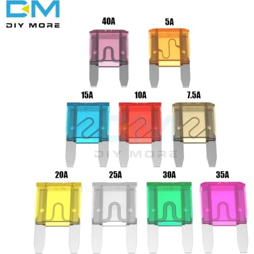 10PCS 0-32V Small 12V Car Fuse Holder Adapter 5A 7.5A 10A 15A 20A 25A 30A 35A 40A Auto Blade Fuse 1.7cm