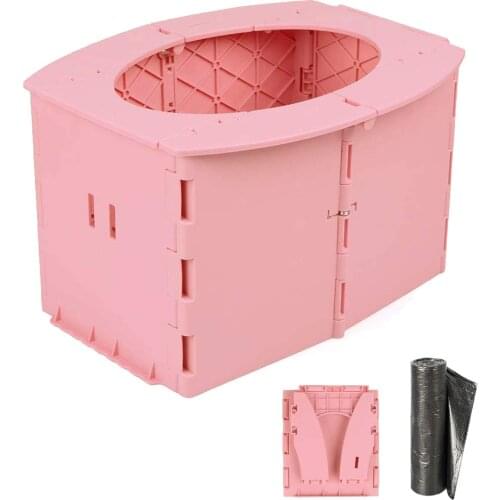 Kids Portable Toilet Seat Outdoor Travel Camping Car Folding Potty Toilet Supplies with Plastic Bags for Baby