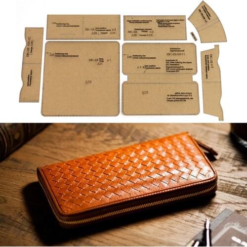 Leather Long Wallet Kraft Paper Template Handmade Purse Design Drawing Craft Pattern DIY Leather Bag Sewing Stencils Mold