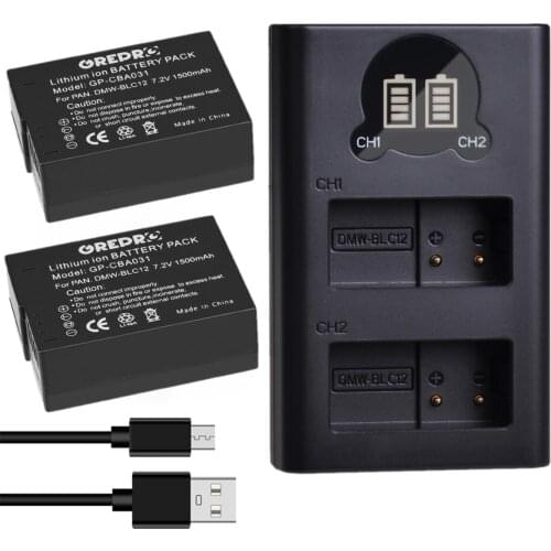 DMW-BLC12 DMW-BLC12E DMW BLC12 Battery + Dual Charger with Type-C for Panasonic Lumix FZ200 FZ1000 FZ300 DMC-G7 G5 G6 G80 G7
