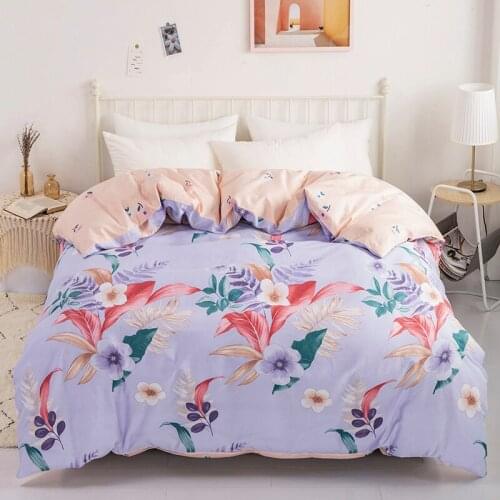Home Textile Flower Plaid Duvet Cover With Zipper 1 Piece Modern Comforter Quilt Blanket Case For Adult Kid Twin Full Queen King