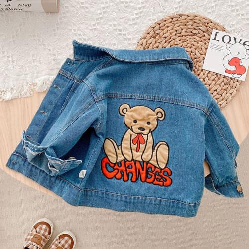 Unicorn denim jacket for Girl Kids Autumn Spring Baby Girls Embroidered Denim Jacket 3~12 Years Girls Clothes Outerwear