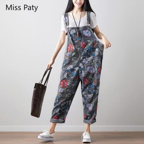 Jeans print big size washed jeans Wide Leg Jeans Loose Denim Overalls Washed Print Ripped Hole Overalls for women jumpsuits 2019