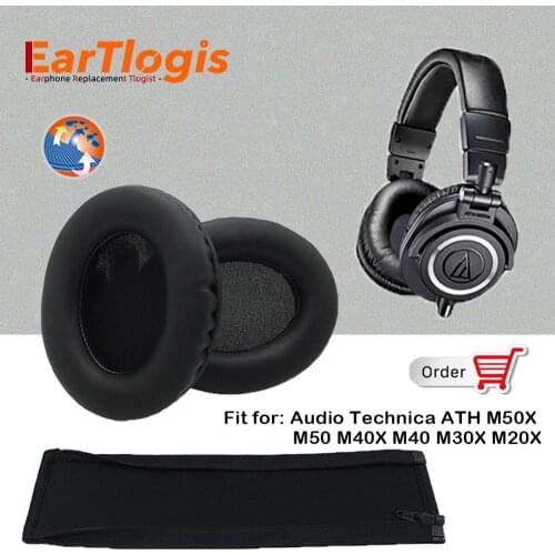 EarTlogis Replacement Parts for ATH-M50X ATH-M50 ATH-M40X ATH-M40 ATH-M30X ATH-M20X Headset EarPads Bumper Earmuff Headband