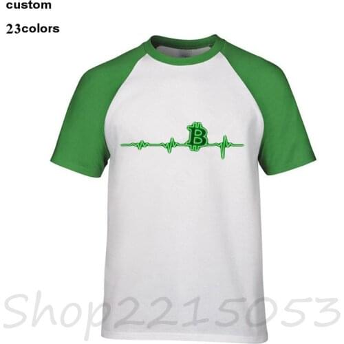 2020 Cryptocurrency Bitcoin Heart beat Green pulse T-Shirt Mens Litecoin Dash Zcash Ethereum Monero Cotton Male T Shirts tshirt