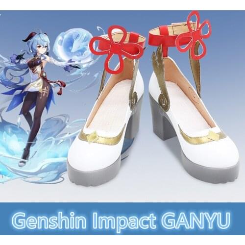 Ganyu cosplay shoes new game genshin impact cosplay wig props anime lolita shoes female boots custom size 35-47 free shipping