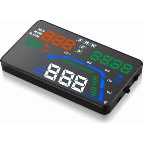 Hot sale Heads Up Q7 5.5 Inch HUD Display colorful OBD 2 GPS function Digital speedometer Consumption Data