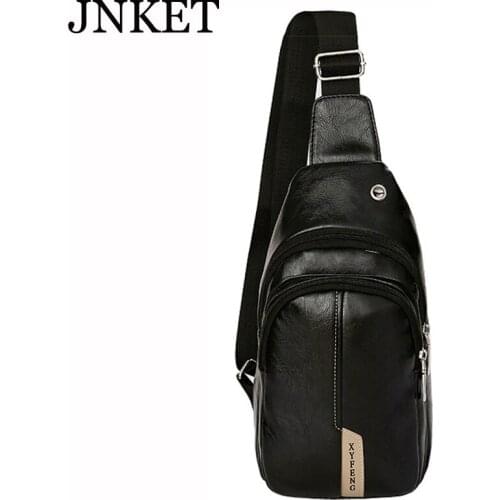 JNKET Fashion Mens Chest Pack PU Leather Shoulder Bag Messenger Bags Outdoor Travel Waterproof Sling Bag Crossbody Bags Satchel