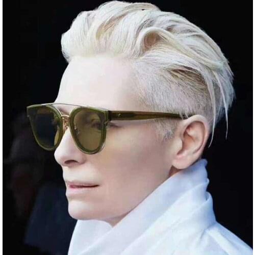 Quality 2018 fashion flat top cat brand design sunglasses women men eye sun glasses oversize candy color uv400 transparent frame