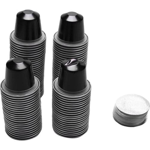 100 Sets Refillable Coffee Capsule Cup Disposable Nespresso Pod for Nescafe Automatic Coffee Machine Food Package Cafe Supplies