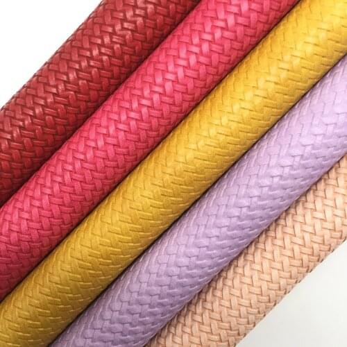 Amonglitter Wholesales Dropshipping Leather Supplier Weave Plait Knit Embossed Synthetic Faux Fabric Leather Sheet 21x29cm MB117