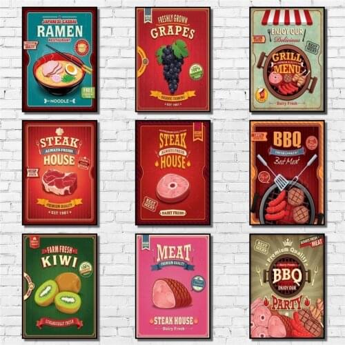Colourful Delicious Food Poster Whitepaper Funny Kitchen Poster Art Painting Abstract Fancy Wall Sticker for Coffee House Bar