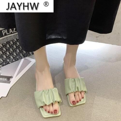 Summer Square Open-toed Shoes Soft Sole Outdoor Slippers Womens Sandals Casual Pleated Herringbone Sandals Casual Beach Shoes