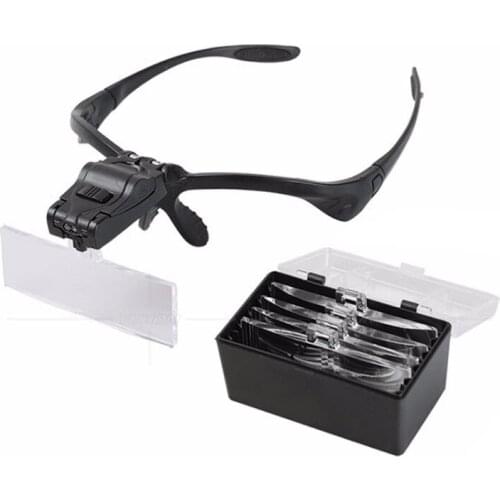 50sets Headband Magnifier,1X 1.5X 2X 2.5X 3.5X Magnifying Glasses with Led Lamp 5 Lens, Loupe illuminated Magnifier Eyelash