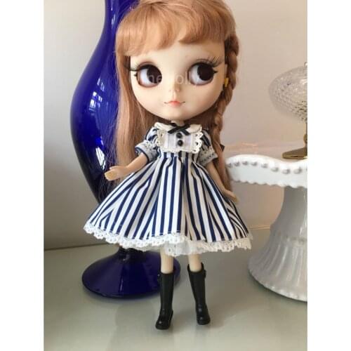1PCS Cute Stripe Dress for Blyth, Pullip, Azone, Licca, 1/6 BJD, 1/8 BJD Doll Clothes Accessories