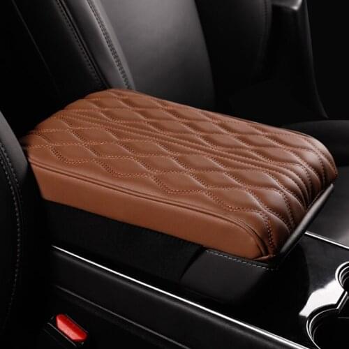 My Good Car Central armrest box pad leather armrest support memory cotton booster pad for Tesla model 3 Car accessories