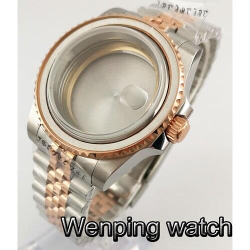 New 40mm watch case sapphire glass date Jubilee stainless steel case fit ETA2836 Miyota 82 series Mingzhu DG 2813 3804 movement