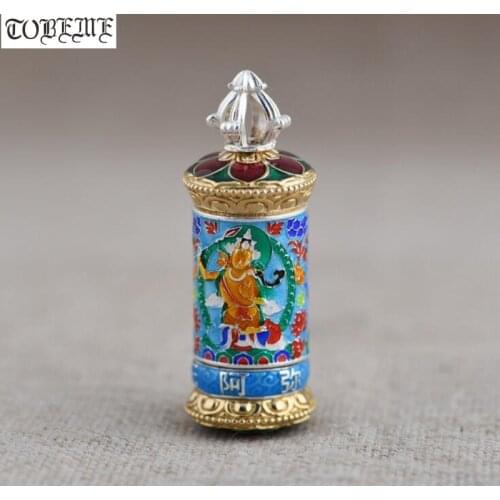 Real 925 Silver Tibetan Manjushri Buddha Pendant Buddhist Prayer Box Pendant Tibetan Gau Pendant